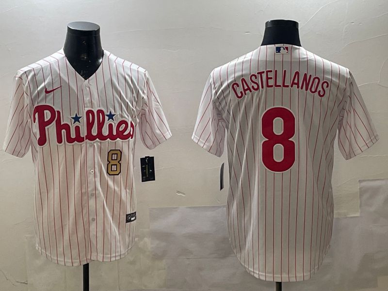 Men Philadelphia Phillies #8 Castellanos White stripe Game 2025 Nike MLB Jersey style 4